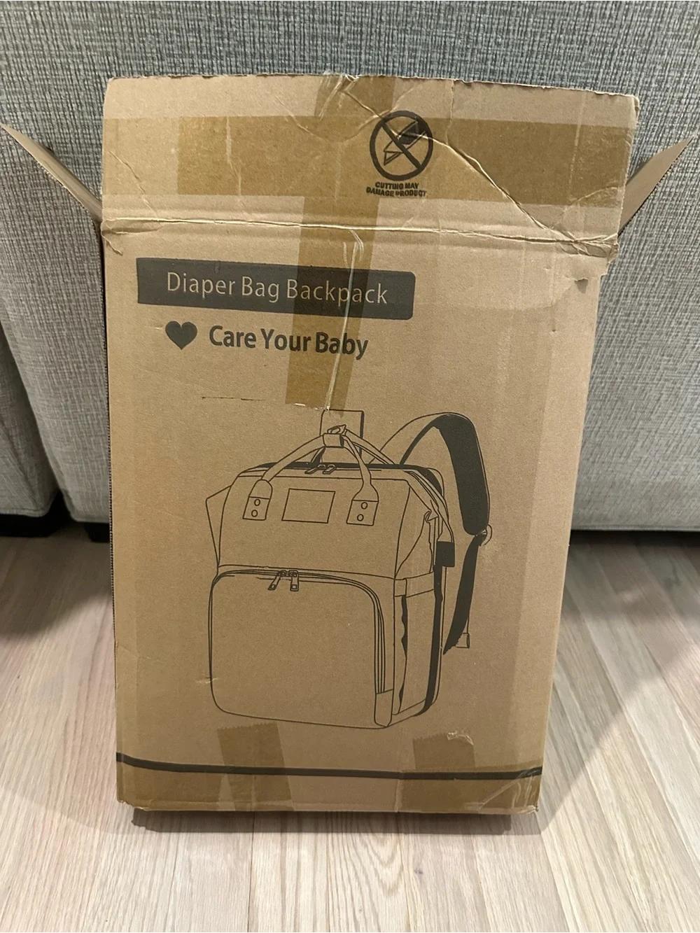 Gray Convertible Baby Diaper Bag Backpack with Portable Bassinet